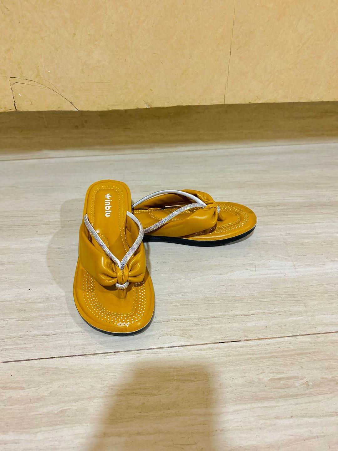 Fancy Women's Mustard Synthetic Leather Flats