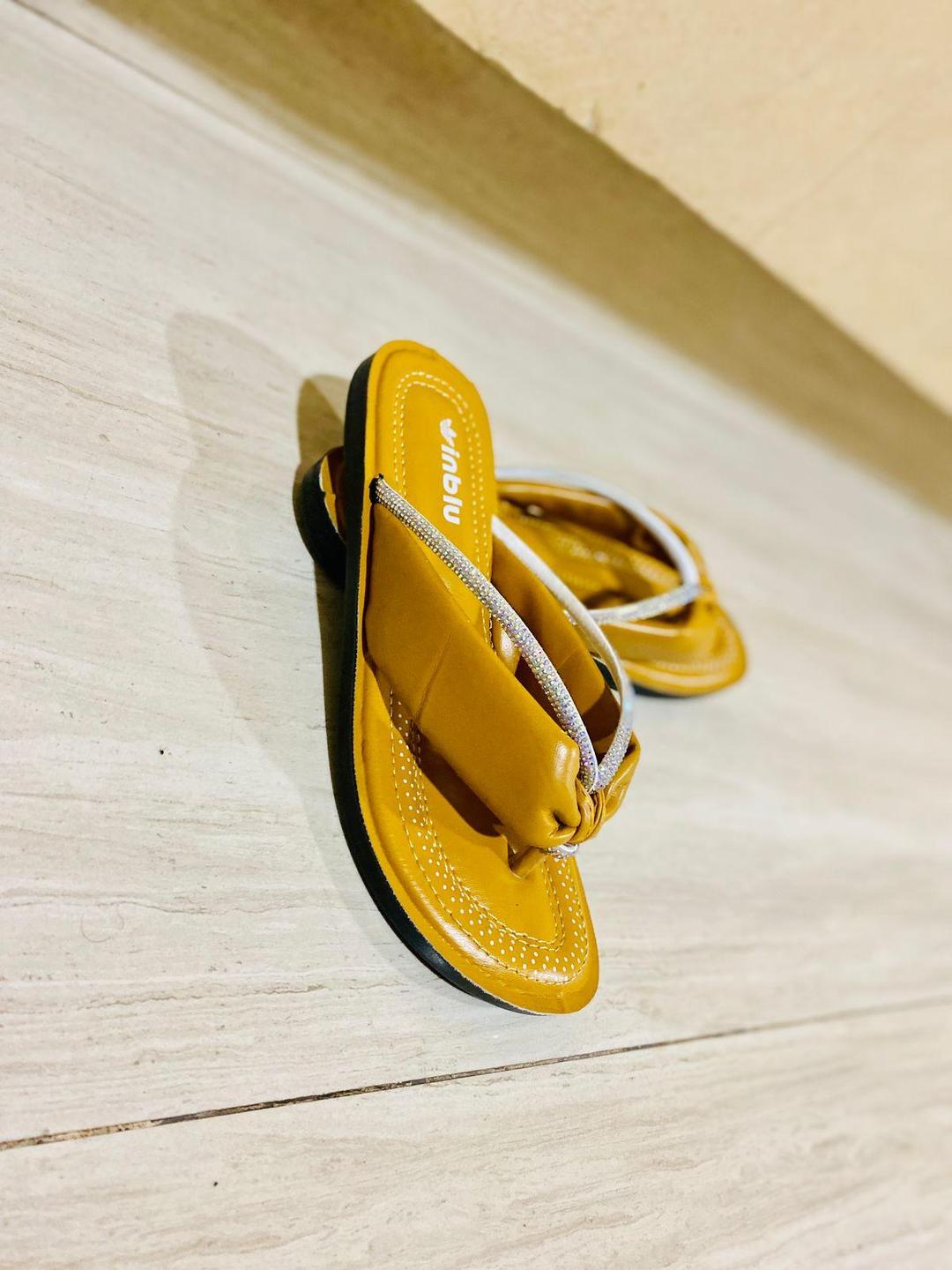 Fancy Women's Mustard Synthetic Leather Flats