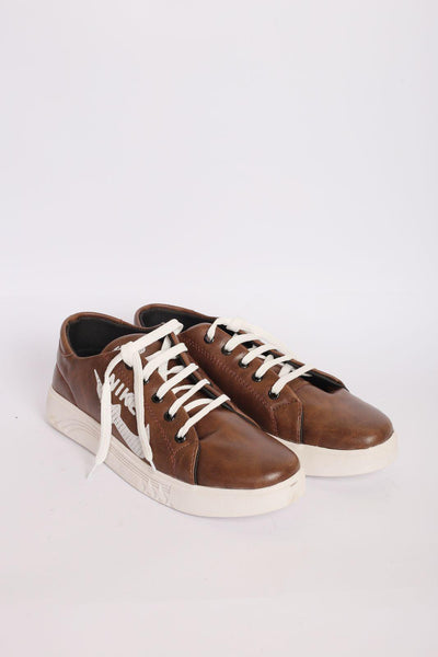 Stylish Men's Brown Synthetic Leather Sneakers