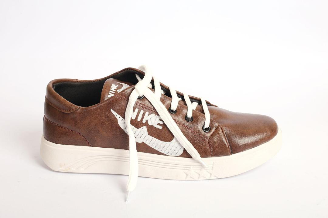 Stylish Men's Brown Synthetic Leather Sneakers